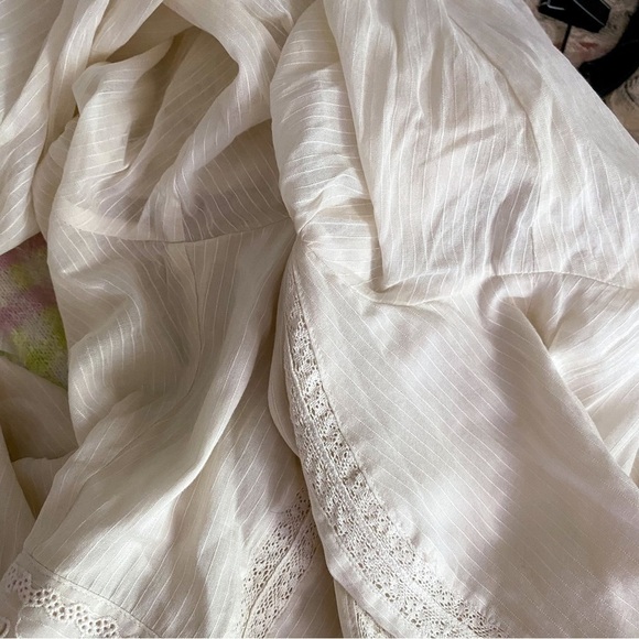 Reformation Dress Elisabetta Lace Long-Sleeve Cotton Mini Peasant Cream 10 EUC - Picture 3 of 10